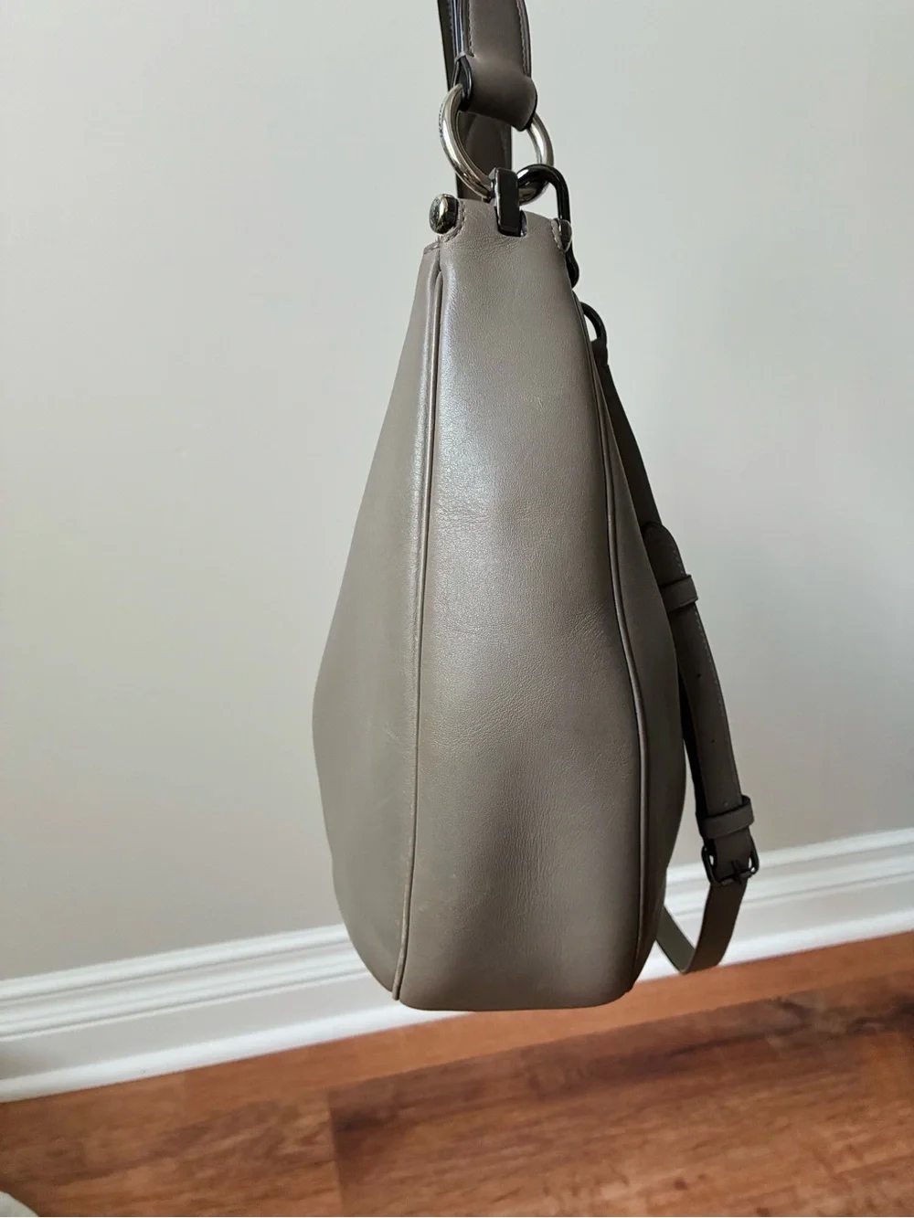 Coach Mae Leather Hobo Shoulder Crossbody Purse, 36026, Grey Birch / Gunmetal